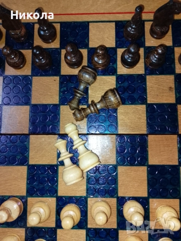 Шах табла 48/48 от соца с дървени фигури и пулове, снимка 16 - Къмпинг мебели - 51628607