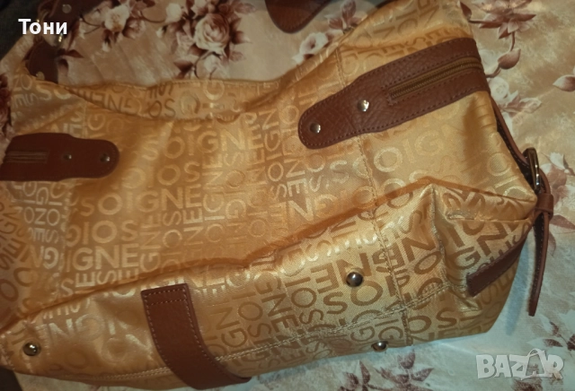 ARNALDO BASSINI Оригинал Нова Дамска Чанта от Естествена Кожа и Текстил с Етикет , снимка 17 - Чанти - 52418680