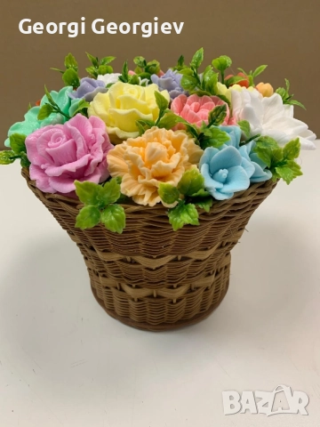 цветя изработени с глицеринов ароматен сапун и Българска роза Стара Загора,бивше кино Септември, снимка 4 - Изкуствени цветя - 52499822