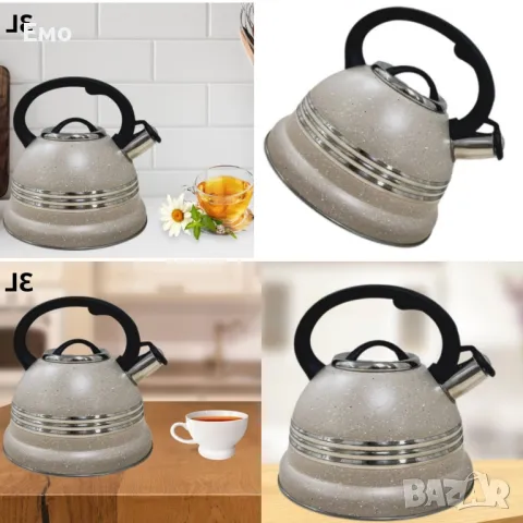 Промоция: Луксозен чайник от неръждаема стомана и мраморно покритие, 3L