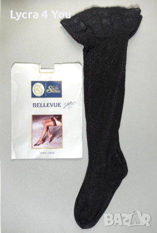 Bellevue Satin Sheers 15 den нови черни силиконови чорапи, снимка 10 - Бельо - 52701302