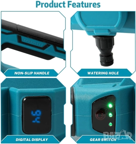 Водоструйка Безчеткова Акумулаторна 6в1 36V 8,0AH KRAFTROYAL 200bar 3500W с Дисплей Пръскачка , снимка 5 - Други инструменти - 51497305