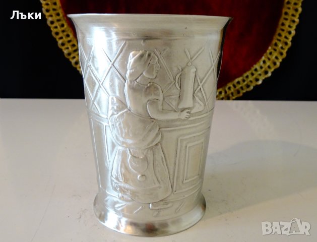 Чаша от калай Юнак вино пие,200 мл. , снимка 6 - Антикварни и старинни предмети - 36597535