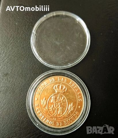 Позлатена испанска монета в капсула, снимка 3 - Нумизматика и бонистика - 52859406