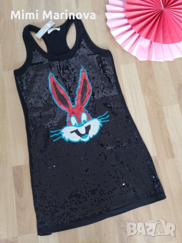 Рокля-туника с пайети и апликация Зайче