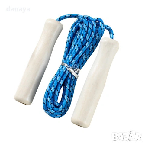 6372 Цветно спортно въже за скачане с дървени дръжки