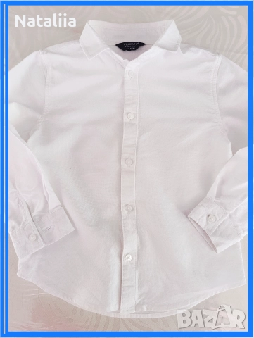 Бяла риза Primark с дълъг ръкав –4-5г, снимка 4 - Детски ризи - 52827860