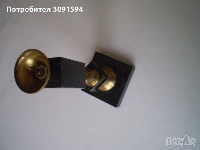 СТАР СВЕЩНИК месинга И МРАМОР, снимка 3 - Антикварни и старинни предмети - 40430211