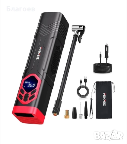 Автомобилен компресор FEIKFEIZ, 150PSI, 7800mAh, 35L/min, DC 12V, 120W, двоен източник на захранване