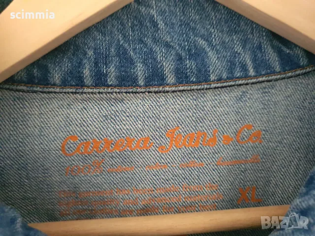 Винтидж дънково яке Carrera Jeans & Co. XL 100% памук синьо яке, снимка 4 - Якета - 55798158