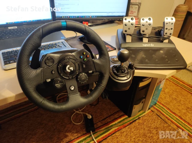Logitech G923 XBox + PC лаптоп волан + скоростен лост ! С ГАРАНЦИЯ ! Симулатор Forza Assetto Corsa