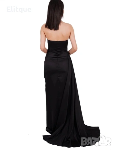 дълга сатенена рокля с цепка , снимка 6 - Рокли - 53194693