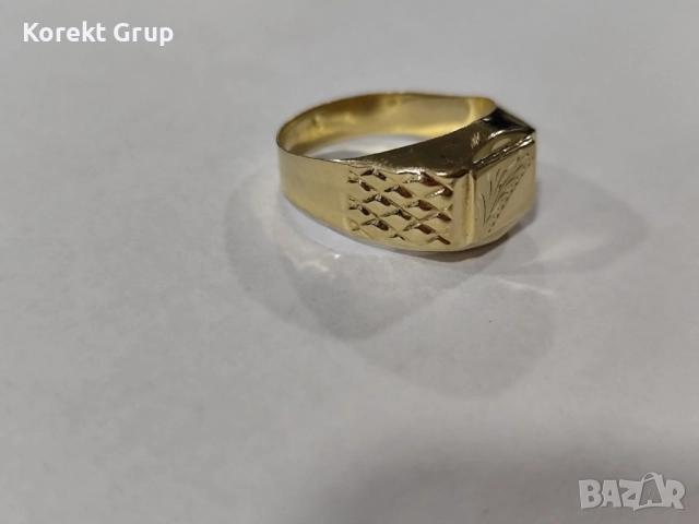 Златен пръстен 14к мъжки, снимка 6 - Пръстени - 52880942