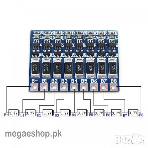 BMS 8S Контролер за зареждане на литиево йонни батерии, зарядно за 8 клетки , снимка 3 - Друга електроника - 27123368