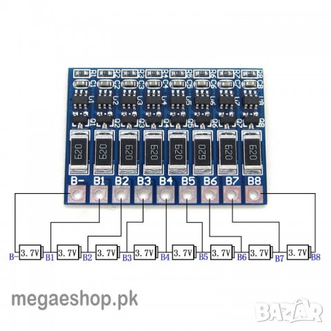 BMS Контролер за зареждане на литиево йонни батерии, зарядно за 8 клетки , снимка 3 - Друга електроника - 27123368