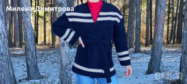 Кашмирено палто тип кимоно ръчна изработка , снимка 5 - Палта, манта - 48868146