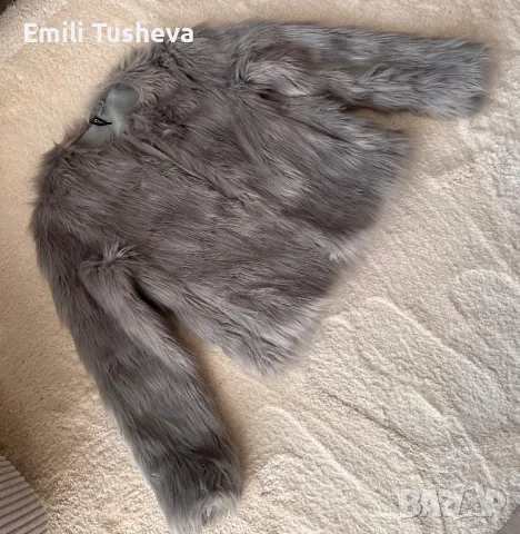 Стилно пухкаво палто в сиво H&M, снимка 4 - Палта, манта - 48841379