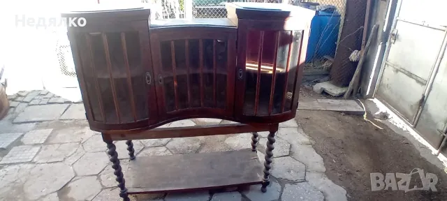 Старинна австрийска махагонова витрина,скрин,кристал, снимка 3 - Антикварни и старинни предмети - 48601548