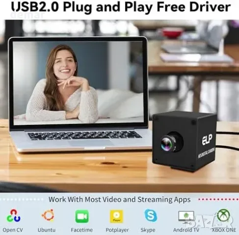 Индустриална USB камера ELP 12 MP, 1080p 120 fps, 16 мм обектив, снимка 7 - Камери - 55827402