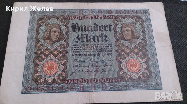 Банкнота 100 райх марки 1920година - 14582, снимка 6 - Нумизматика и бонистика - 29078540