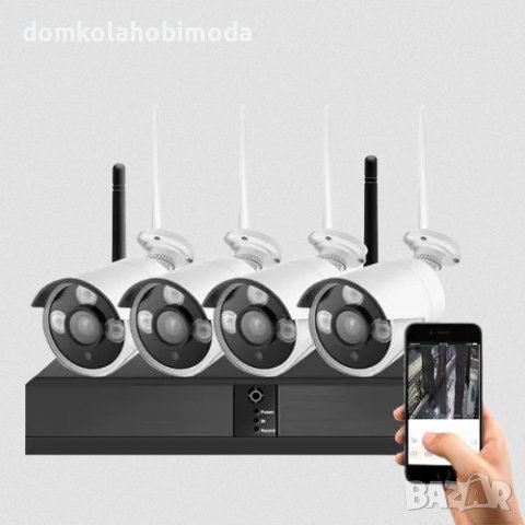  Комплект 4 безжични камери с NVR устройство, Външен и Вътрешен монтаж. , снимка 2 - Комплекти за видеонаблюдение - 39160431