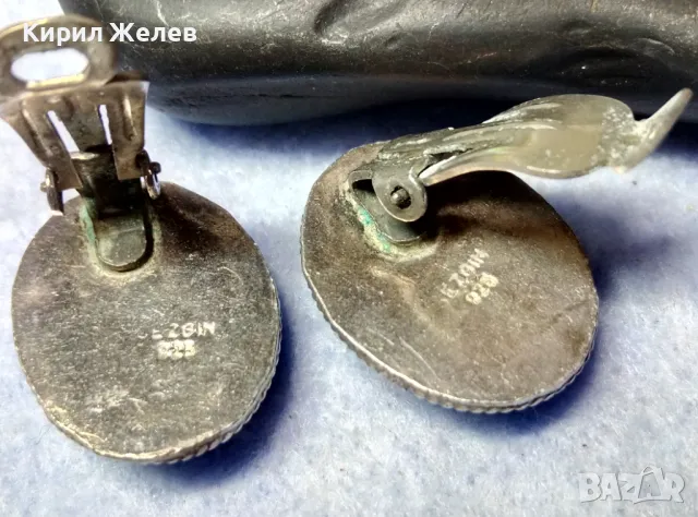 SEZGIN 925 СРЕБЪРНИ КЛИПС ОБЕЦИ СРЕБРО 925 с ШЛИФОВАН ЧЕРЕН ОНИКС Клипсовете са стоманени 49364, снимка 4 - Обеци - 49351411