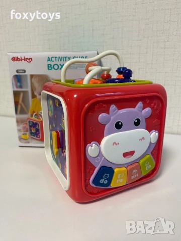 Малък бебешки занимателен куб - 6 в 1, сортер, волан, пиано, музика и светлини, снимка 4 - Образователни игри - 51263951