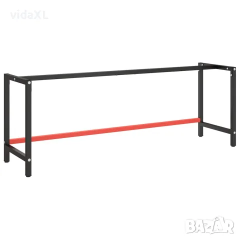 vidaXL Рамка за работна маса матово черно и червено 220x57x79 см метал