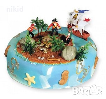 Сет Пират пирати пиратско парти кораб палма пластмасови фигурки играчки украса за торта декор топери, снимка 2 - Фигурки - 37959378