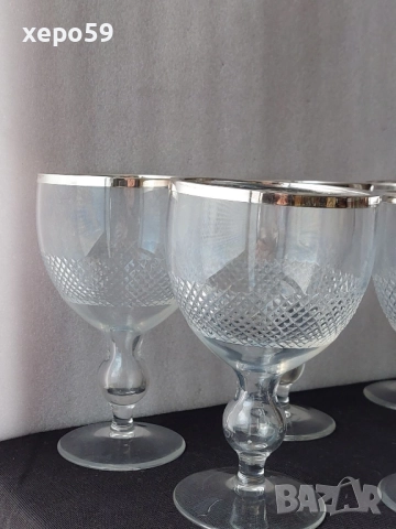 Стари кристални чаши със сребърен обков/ за десерти,сладолед и др.вместимост 500 мл.сребро 925, снимка 9 - Чаши - 52432175