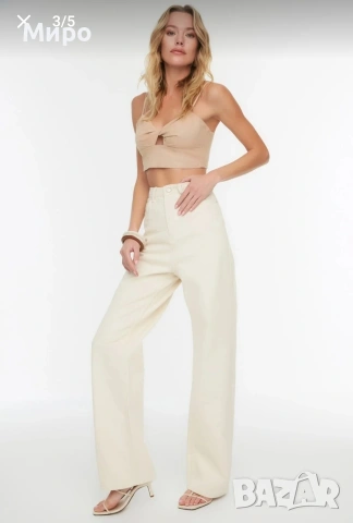 Дамски бели дънки Trendyol - 38 размер, снимка 3 - Дънки - 54172447