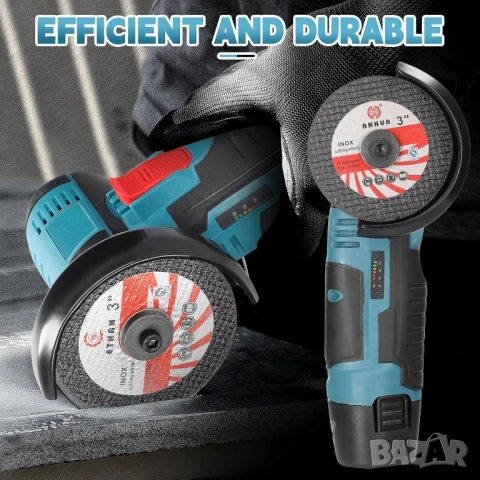 Мини Акумулаторен Ъглошлайф (Ръчна Шлайфмашина) с две батерии и кутия, снимка 8 - Други инструменти - 52436982