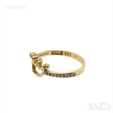 Златен дамски пръстен 1,70гр. размер:56 14кр. проба:585 модел:22375-1, снимка 3 - Пръстени - 44376156