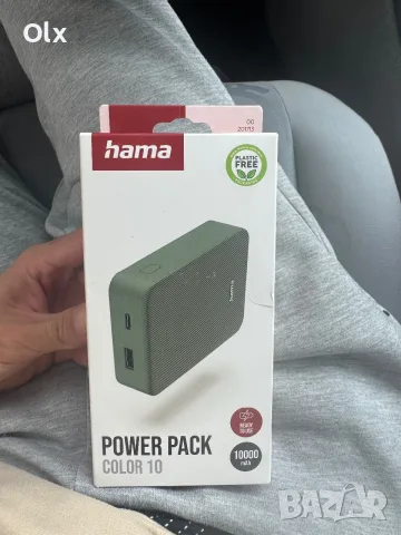 Външна батерия (Power Bank) Hama Color 10, 10000 mAh, зелен цвят.