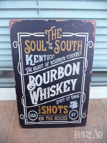 Метална табела уиски бърбън южняшко Кентъки бар духът на кралете