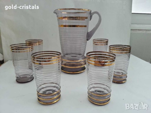 Антикварен сервиз цветно лилаво стъкло , снимка 9 - Антикварни и старинни предмети - 31027805