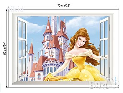 Принцеса Белл самозалепващ стикер лепенка за стена мебел детска стая
