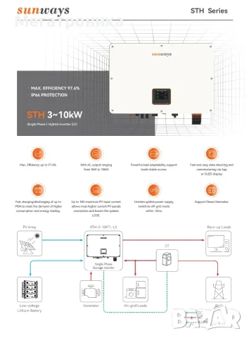 Соларен хибриден инвертор Sunways STH 5kW, 6kW, 10kW, 15kW, 30kW, 50kW