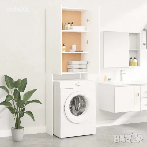 vidaXL Шкаф за пералня, бял, 64x25,5x190 см, снимка 3 - Шкафове - 56147863