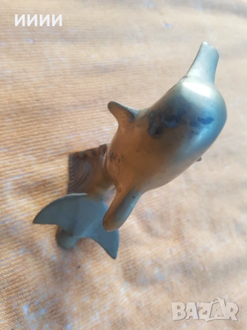 Бронзова пластика статуетка делфин, снимка 3 - Антикварни и старинни предмети - 53260986