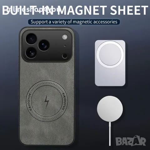 Стилен MagSafe Кейс за Apple iPhone 18 Pro Max - Кафяв, снимка 5 - Калъфи, кейсове - 56521533