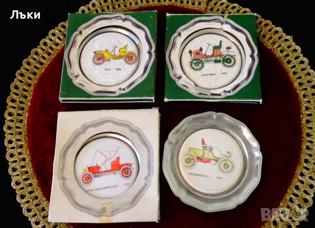 Калаена чиния,пано с ретро автомобил. 