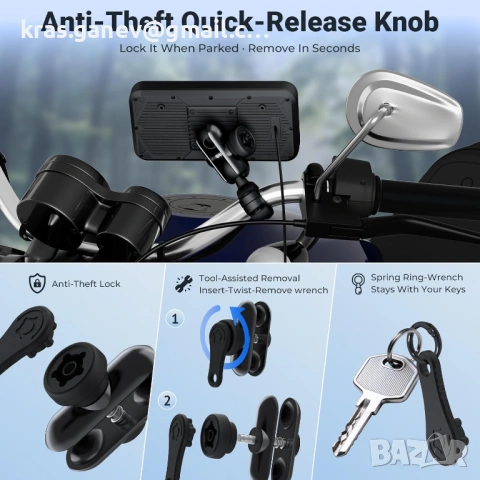 A622 Мотоциклетен CarPlay 6-инчов сензорен дисплей, безжичен CarPlay и Android Car, снимка 7 - Аксесоари и консумативи - 54007094