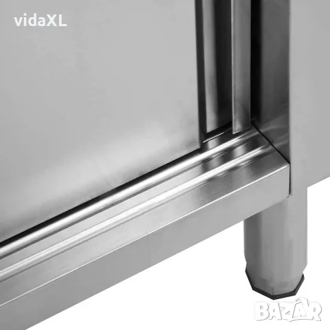 vidaXL Работна маса с плъзгащи врати, 120x50x(95-97) см, инокс, снимка 6 - Работни маси и бюра - 56147594
