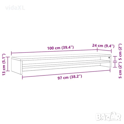 vidaXL Стойка за монитор, дъб сонома, 100x24x13 см, инженерно дърво, снимка 7 - Стойки, 3D очила, аксесоари - 56147734