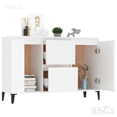 vidaXL Сайдборд, бял, 102x35x70 см, инженерно дърво, снимка 3 - Бюфети - 56147832