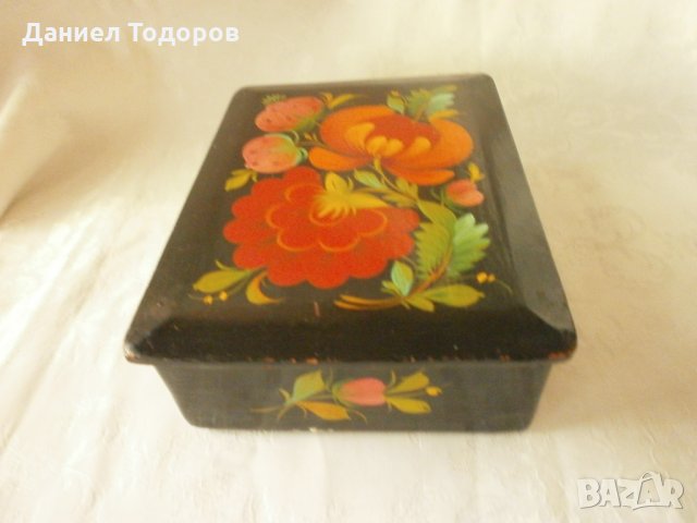 Стара  Руска Дървена Рисувана Кутия   за Бижута  - Палех - №2, снимка 7 - Колекции - 30360631