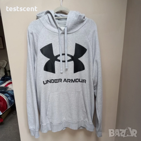 Under Armour сиво худи – 2XL – голямо лого – джоб тип “pouch” сиво за мъже мъжко суичър