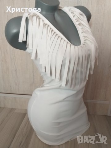 Елегантна бяла рокля с ресни - 25,00лв., снимка 9 - Рокли - 29313775