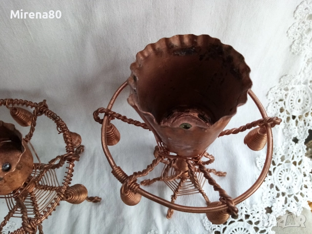 Винтидж свещници от мед, снимка 7 - Декорация за дома - 51629530